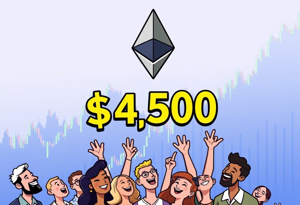 An animated image showing the Ether price surging past the $4,500 mark, symbolizing significant digital asset growth.