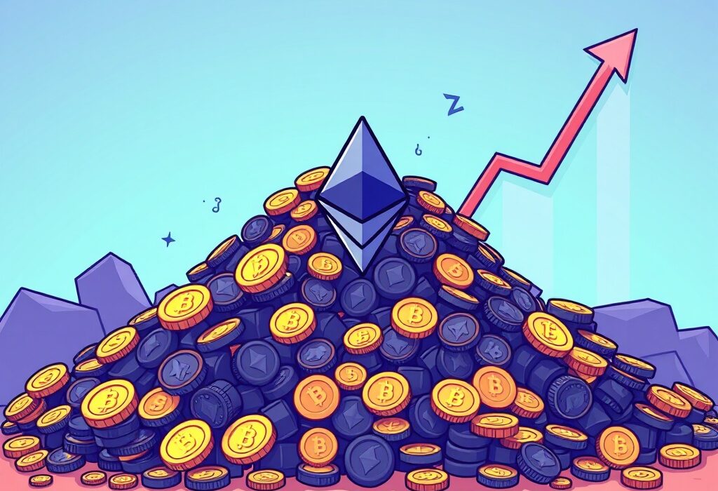 An illustration showing the remarkable growth of Ethereum-based stablecoin supply, symbolizing market expansion.