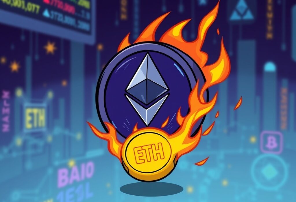 A cartoon illustration depicting the innovative concept of tokenizing burned ETH into the new Ethereum BETH token, representing a new era for the network.