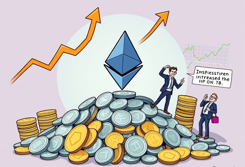 A cartoon illustration showing the Ethereum bullish outlook driven by a tightening ETH supply and increasing institutional demand.