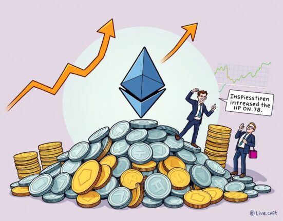 A cartoon illustration showing the Ethereum bullish outlook driven by a tightening ETH supply and increasing institutional demand.
