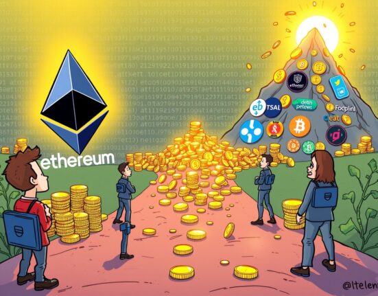 Cartoon depicting Ethereum core developers contemplating higher salary offers from other projects, highlighting the financial disparity.
