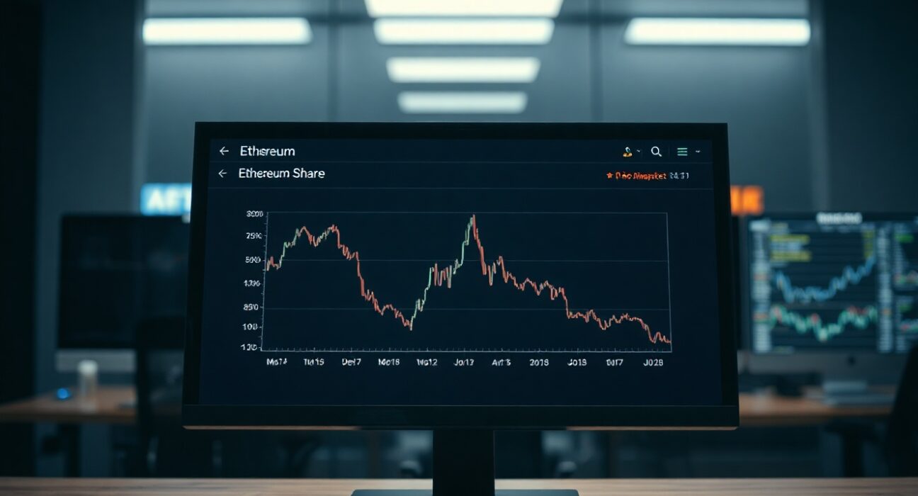 Dashboard showing Ethereum's declining share of total value locked in DeFi