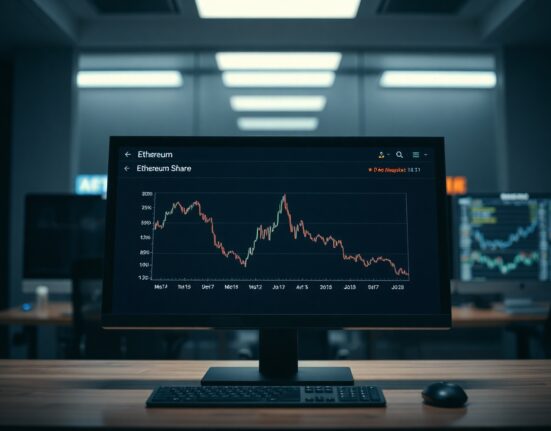 Dashboard showing Ethereum's declining share of total value locked in DeFi