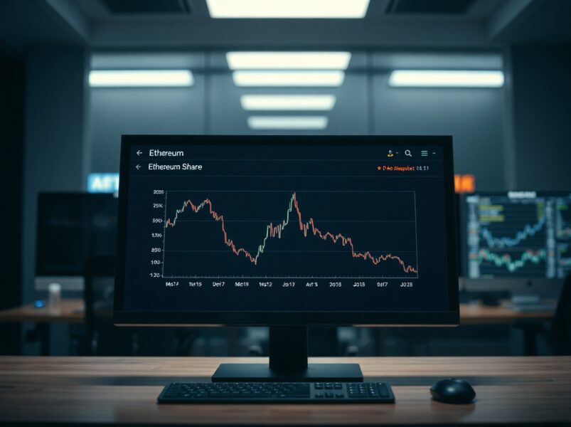 Dashboard showing Ethereum's declining share of total value locked in DeFi