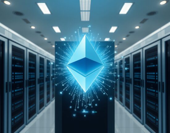 Visualization of Ethereum's EIP-8142 Block-in-Blobs proposal improving data flow and network efficiency.