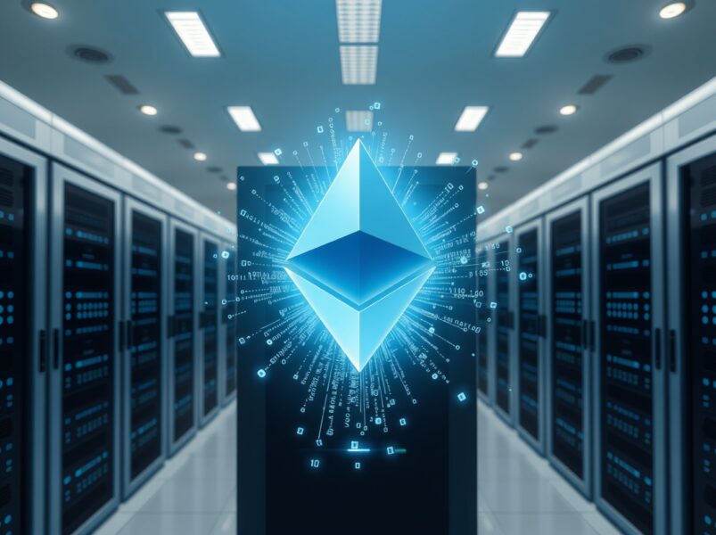 Visualization of Ethereum's EIP-8142 Block-in-Blobs proposal improving data flow and network efficiency.