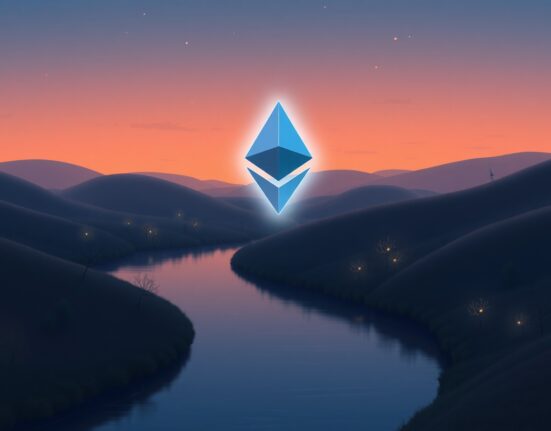 Ethereum ETF investment growth and market confidence illustrated by a glowing digital asset symbol.