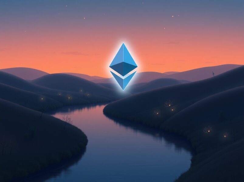 Ethereum ETF investment growth and market confidence illustrated by a glowing digital asset symbol.