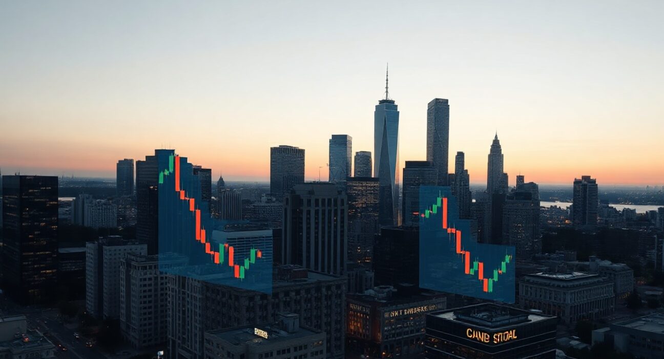 Ethereum and Bitcoin ETF inflow comparison chart with city skyline background