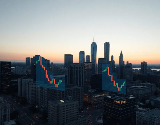 Ethereum and Bitcoin ETF inflow comparison chart with city skyline background