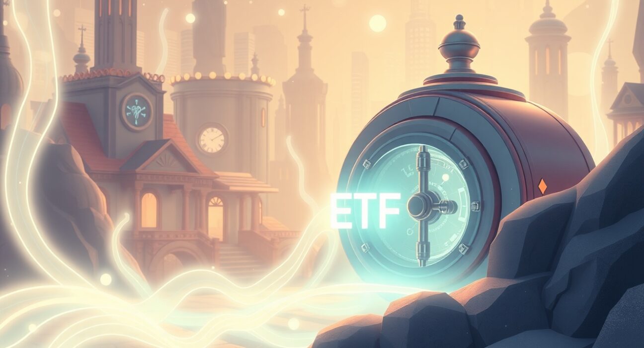 Conceptual illustration of capital flowing into Ethereum spot ETFs, representing sustained investor confidence.