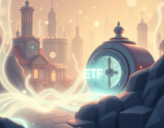 Conceptual illustration of capital flowing into Ethereum spot ETFs, representing sustained investor confidence.