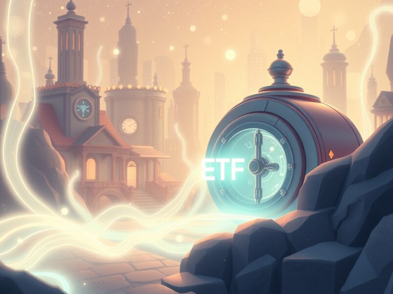 Conceptual illustration of capital flowing into Ethereum spot ETFs, representing sustained investor confidence.