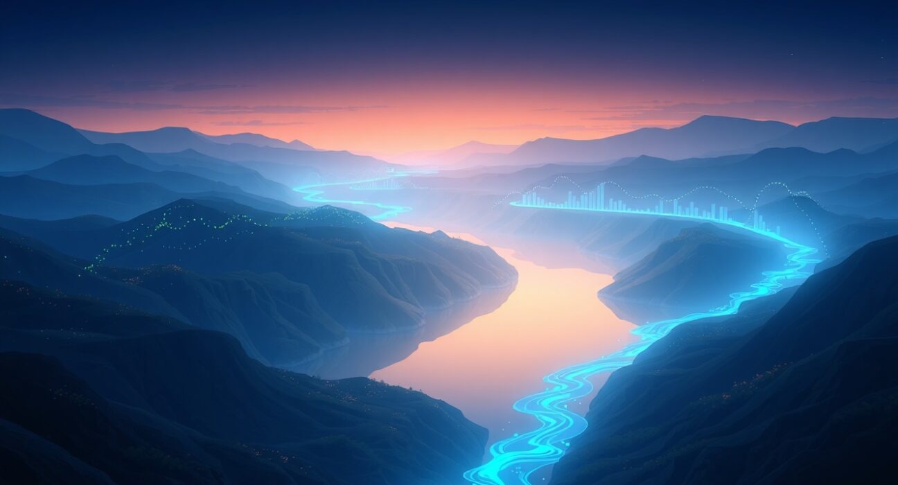 Visual metaphor for growing Ethereum ETF investment flows into the US financial market.