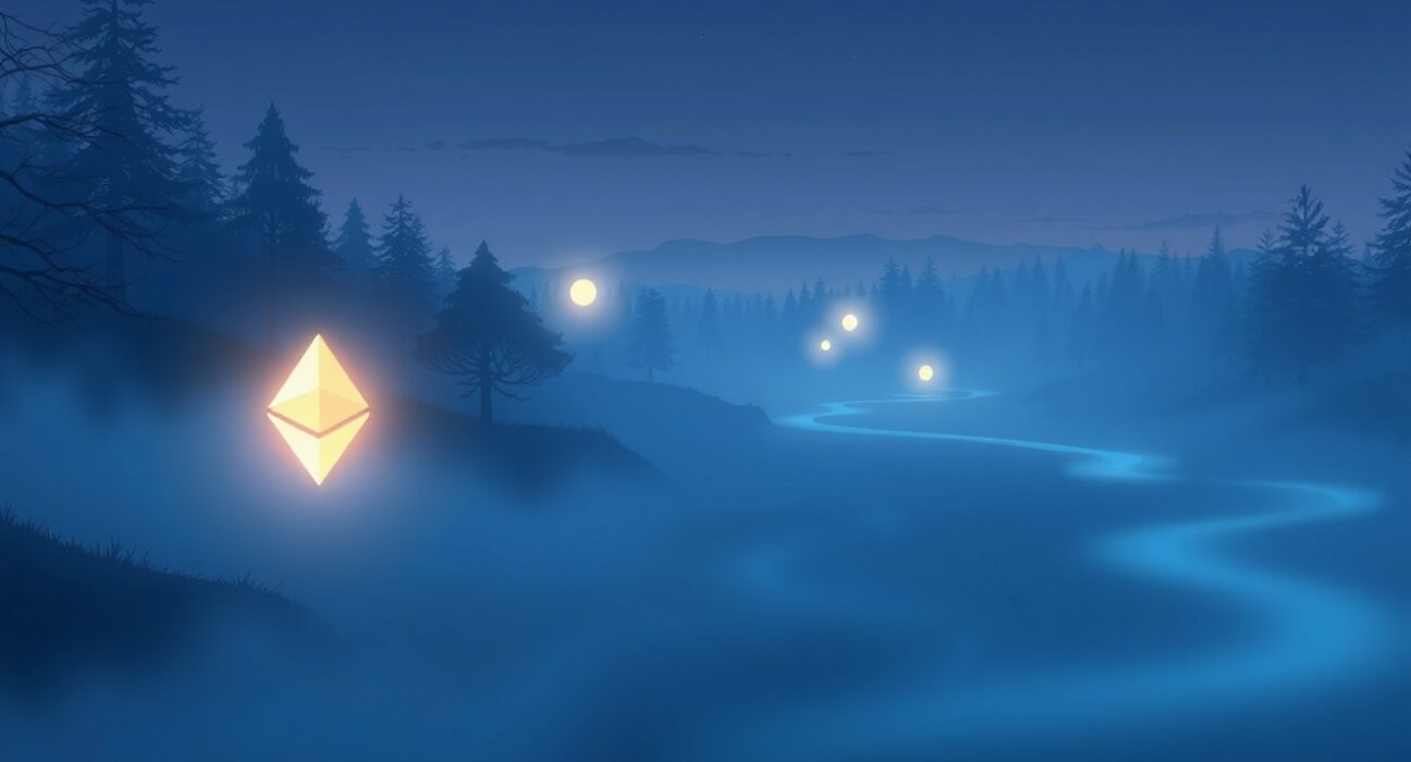 Conceptual art representing capital outflows from spot Ethereum ETFs in a digital landscape