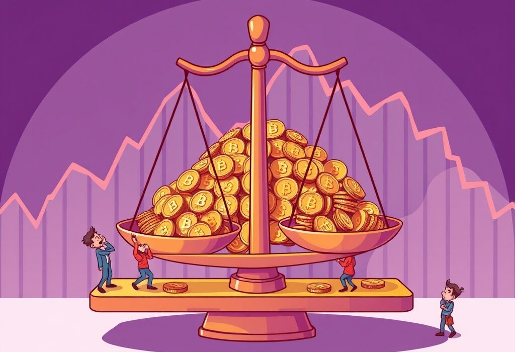 Cartoon illustration showing significant Ethereum ETF outflows with a scale imbalance, reflecting the $152 million drop in holdings.