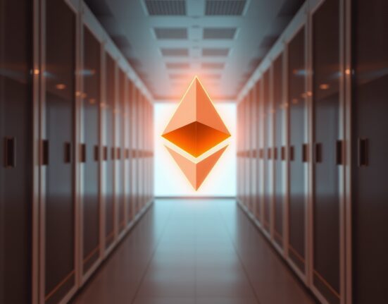 Ethereum logo glowing as the cryptocurrency price surges past $2100.