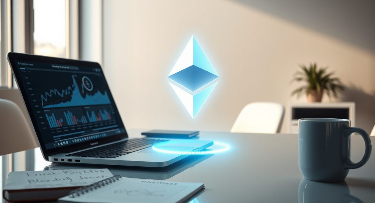 Analytical visualization of Ethereum price prediction and future market potential for investors.