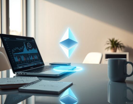 Analytical visualization of Ethereum price prediction and future market potential for investors.