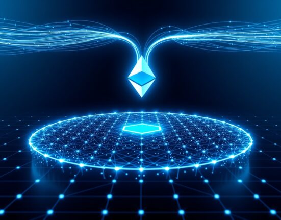 Visualization of Ethereum's Fast Confirmation Rule accelerating data flow between blockchain layers.