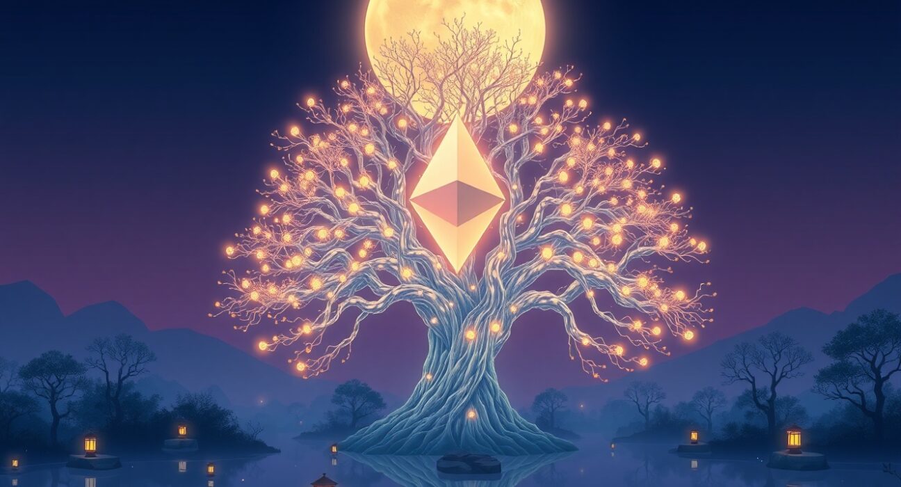 Conceptual representation of slowing Ethereum DeFi activity and plunging network fees.