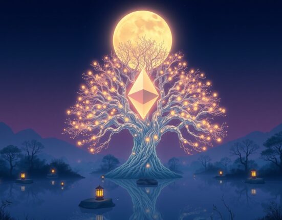 Conceptual representation of slowing Ethereum DeFi activity and plunging network fees.