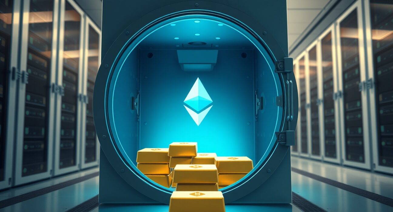 Ethereum Foundation's significant ETH staking move represented as secure digital asset storage.