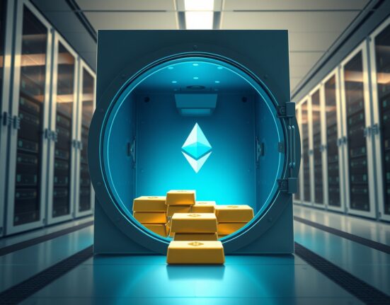 Ethereum Foundation's significant ETH staking move represented as secure digital asset storage.