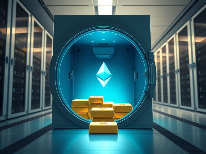 Ethereum Foundation's significant ETH staking move represented as secure digital asset storage.