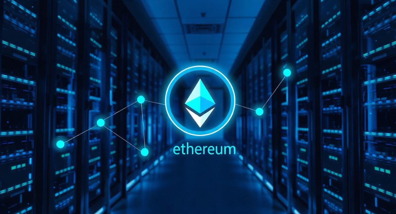 Ethereum Foundation AI agents detecting a bug in blockchain network infrastructure in a server room