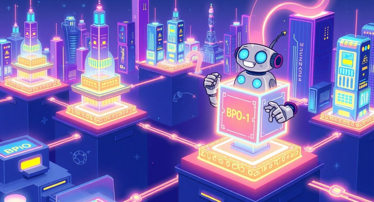 Ethereum Foundation BPO-1 upgrade boosting Layer 2 blockchain capacity in a vibrant cartoon scene.