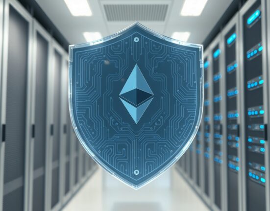 Digital shield representing Ethereum Foundation's CROPS principles for blockchain sovereignty and censorship resistance.