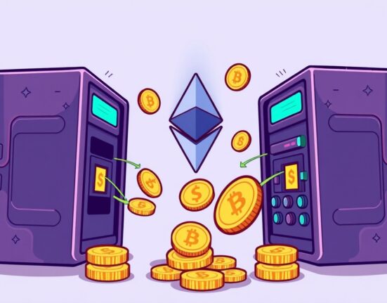 An illustration symbolizing the secure internal ETH transfer by the Ethereum Foundation, highlighting the movement of digital assets within the blockchain.