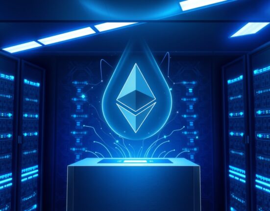 Ethereum Foundation grants $9.9M for Q1 infrastructure R&D, featuring a holographic Ethereum logo in a modern server room.