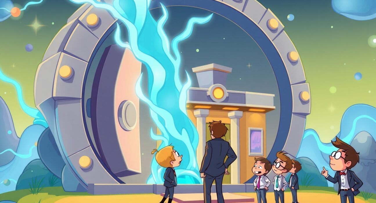 Cartoon illustration of a major Ethereum Foundation transaction flowing into a cryptocurrency exchange.