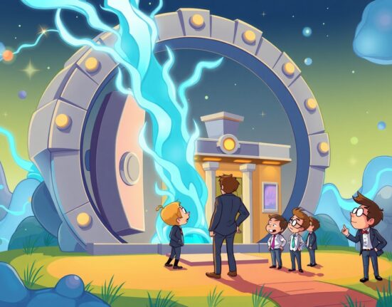 Cartoon illustration of a major Ethereum Foundation transaction flowing into a cryptocurrency exchange.