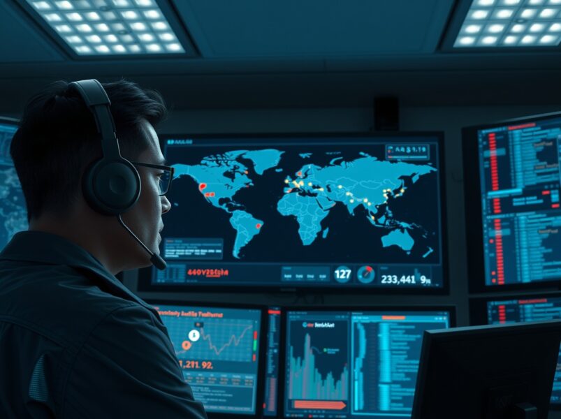 Cybersecurity analyst monitoring blockchain threats related to Ethereum Foundation North Korean IT worker investigation