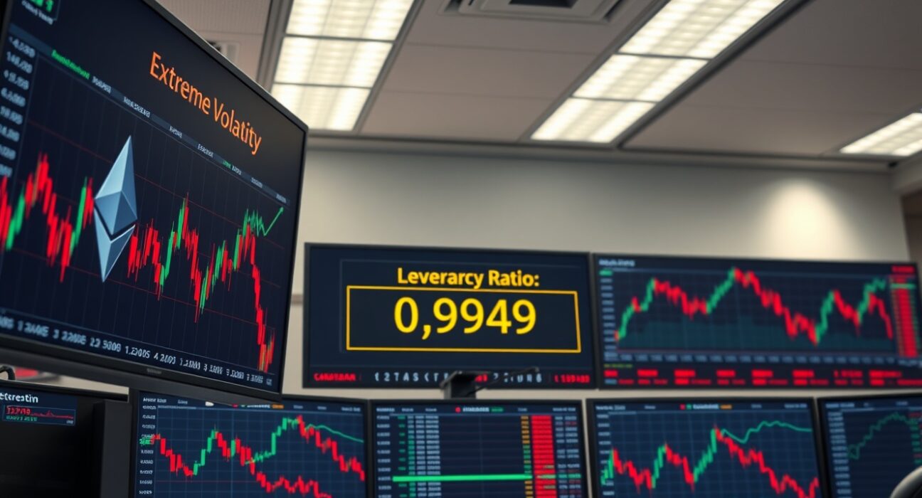 Ethereum futures leverage dashboard showing extreme volatility indicators and high-risk market conditions