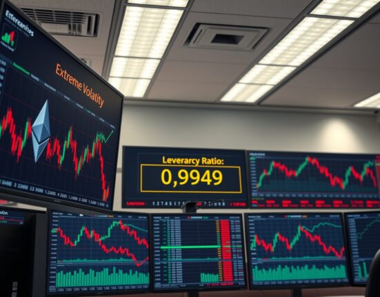 Ethereum futures leverage dashboard showing extreme volatility indicators and high-risk market conditions