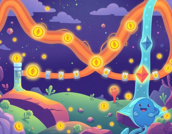 Ethereum gas limit expansion shown as magical pipeline system boosting network efficiency