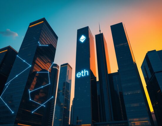 Ethereum Glamsterdam upgrade blockchain network connecting futuristic city skyline
