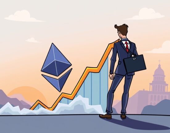 A cartoon illustration showing the potential of an Ethereum high-yield ETF filing, symbolizing new crypto investment opportunities.