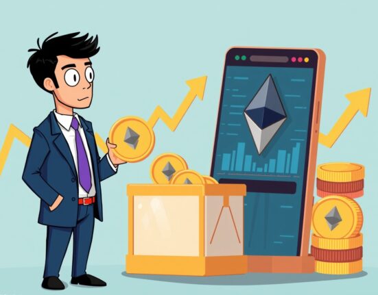A cartoon showing an Ethereum holder transferring a large amount of ETH to an exchange, illustrating a significant market event and potential market shifts.