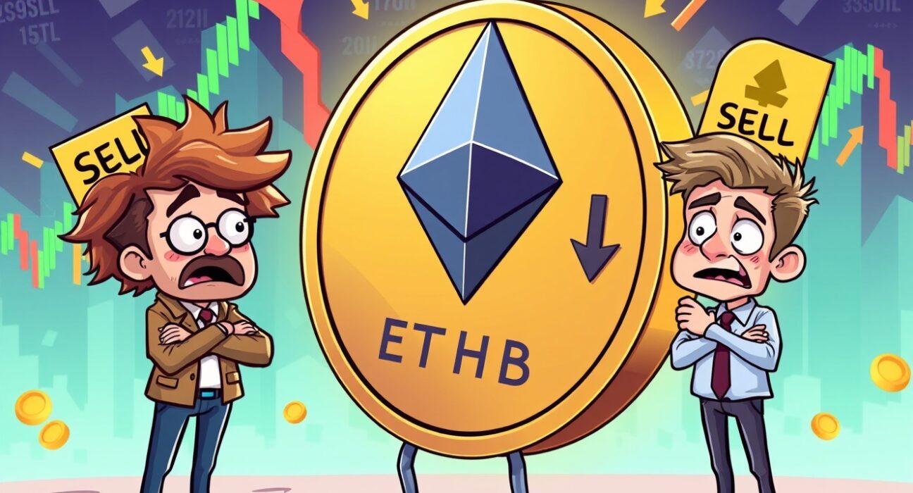 Worried Ethereum holders selling their digital assets during market decline