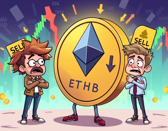 Worried Ethereum holders selling their digital assets during market decline