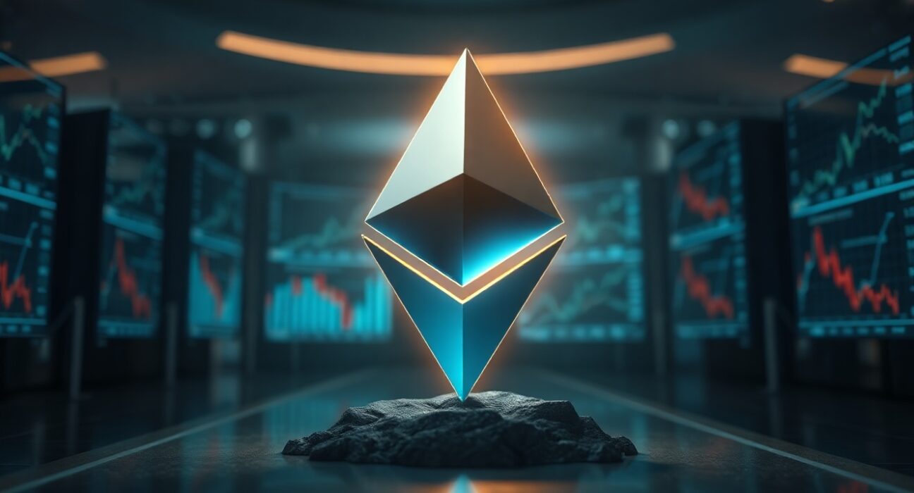 Ethereum symbol glowing in a data center, representing a dormant whale address becoming active