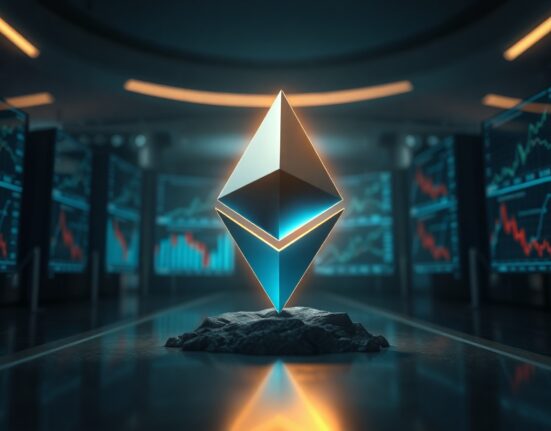 Ethereum symbol glowing in a data center, representing a dormant whale address becoming active