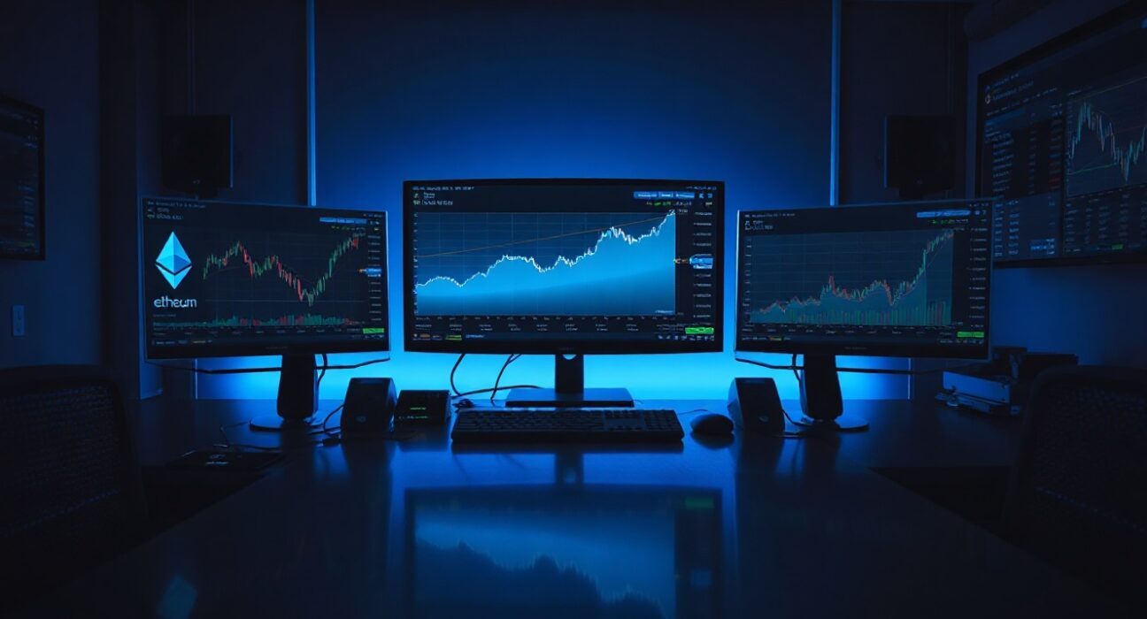 Ethereum whale trading desk with DeFi dashboard showing Aave lending positions