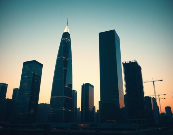 Contrasting city skyline at dusk representing thriving and struggling Ethereum Layer 2 networks.